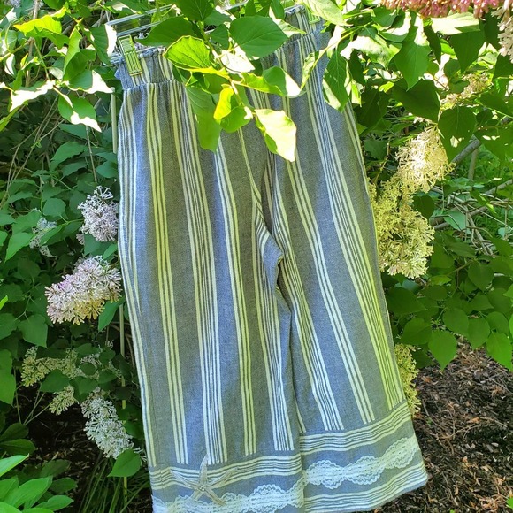 UPCYCLED Upscaled Boho Beach Themed Cotton Linen Capris Size‎ Small Bloomers - Picture 10 of 14